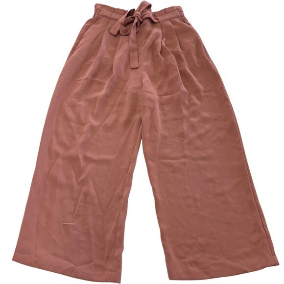 Zara Pants Womens X Small Pink Orange Wide Leg Stretch Waist Trousers - Picture 1 of 8